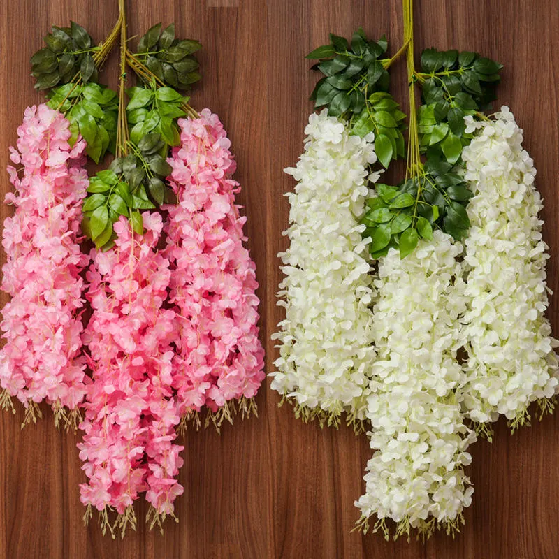 Decorative Flower Plastic Arch Artificial Flowers Wisteria Flower Vine Ceiling Hanging
