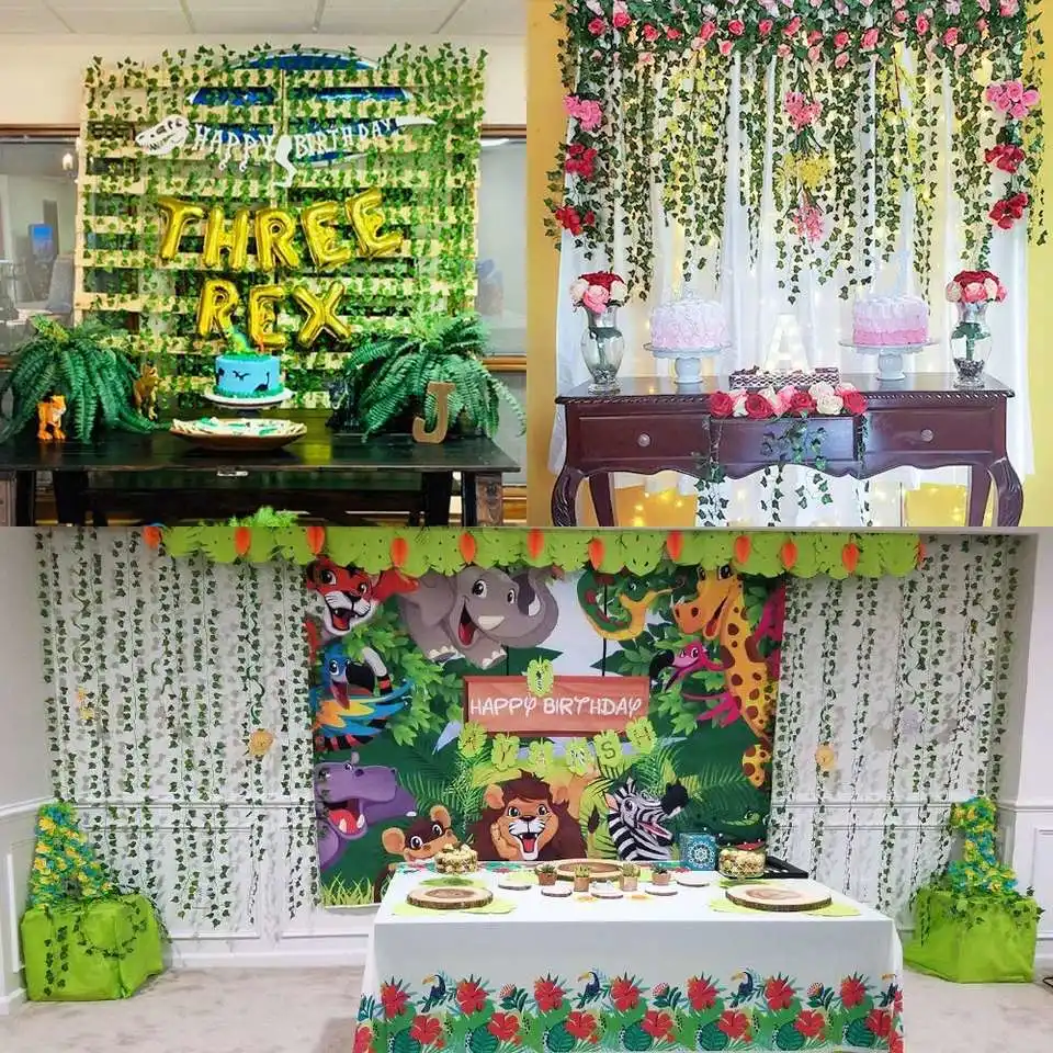 Wholesale Artificial Plastic Green Plant Hanging Vines for Wall Wedding Decoration