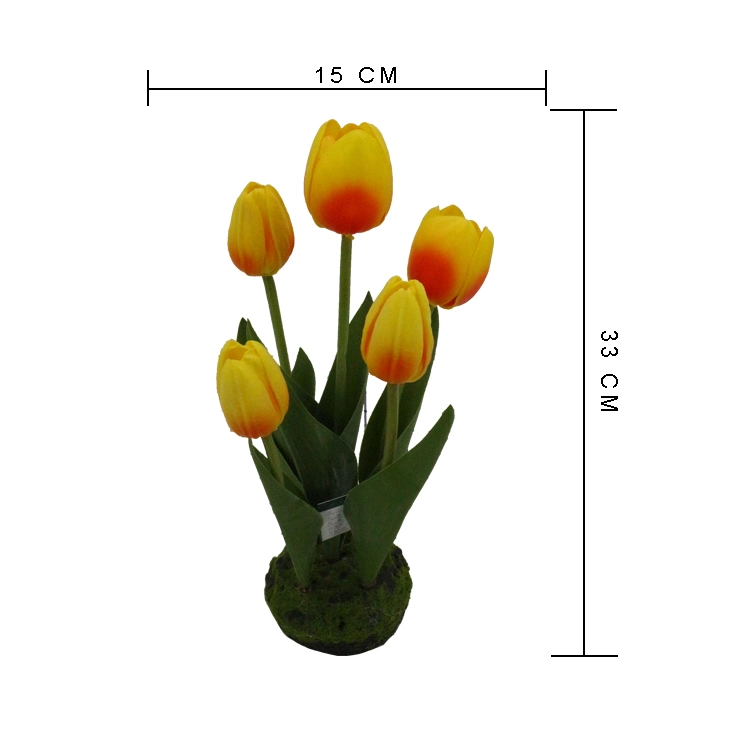 PU Tulip Artificial Real Touch PU Tulip Flower Bonsai for Desktop Office Decoration