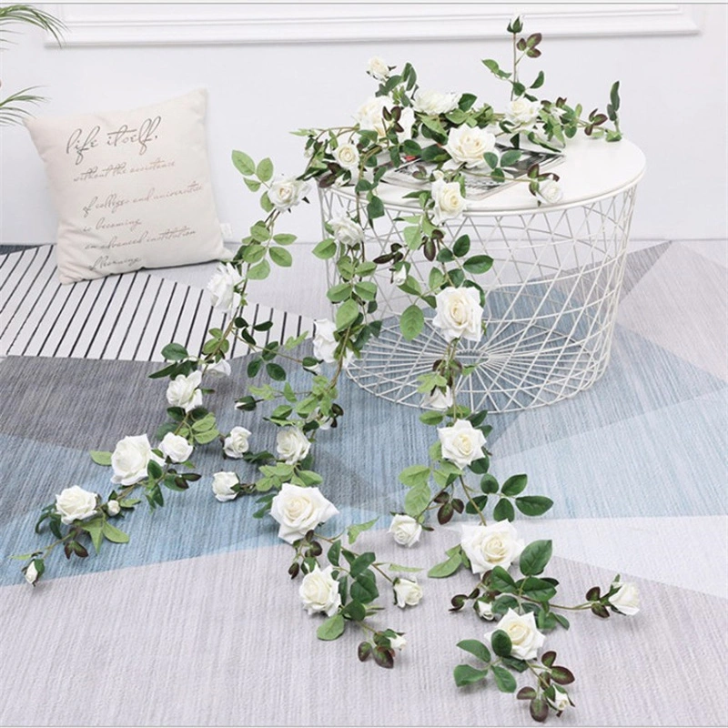 Silk Artificial Flower Rose Rattan 95cm Rose Vine for Wall Decoration