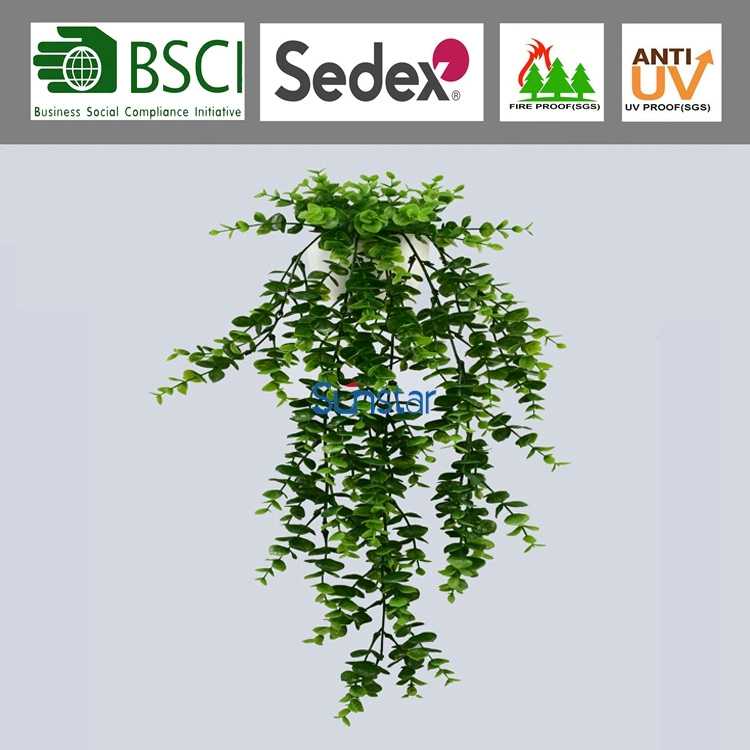 Anti UV Artificial Eucalyptus Hanging Bush Potted 65cm Handmade Bonsai Plant for Outdoor Decoration 51105