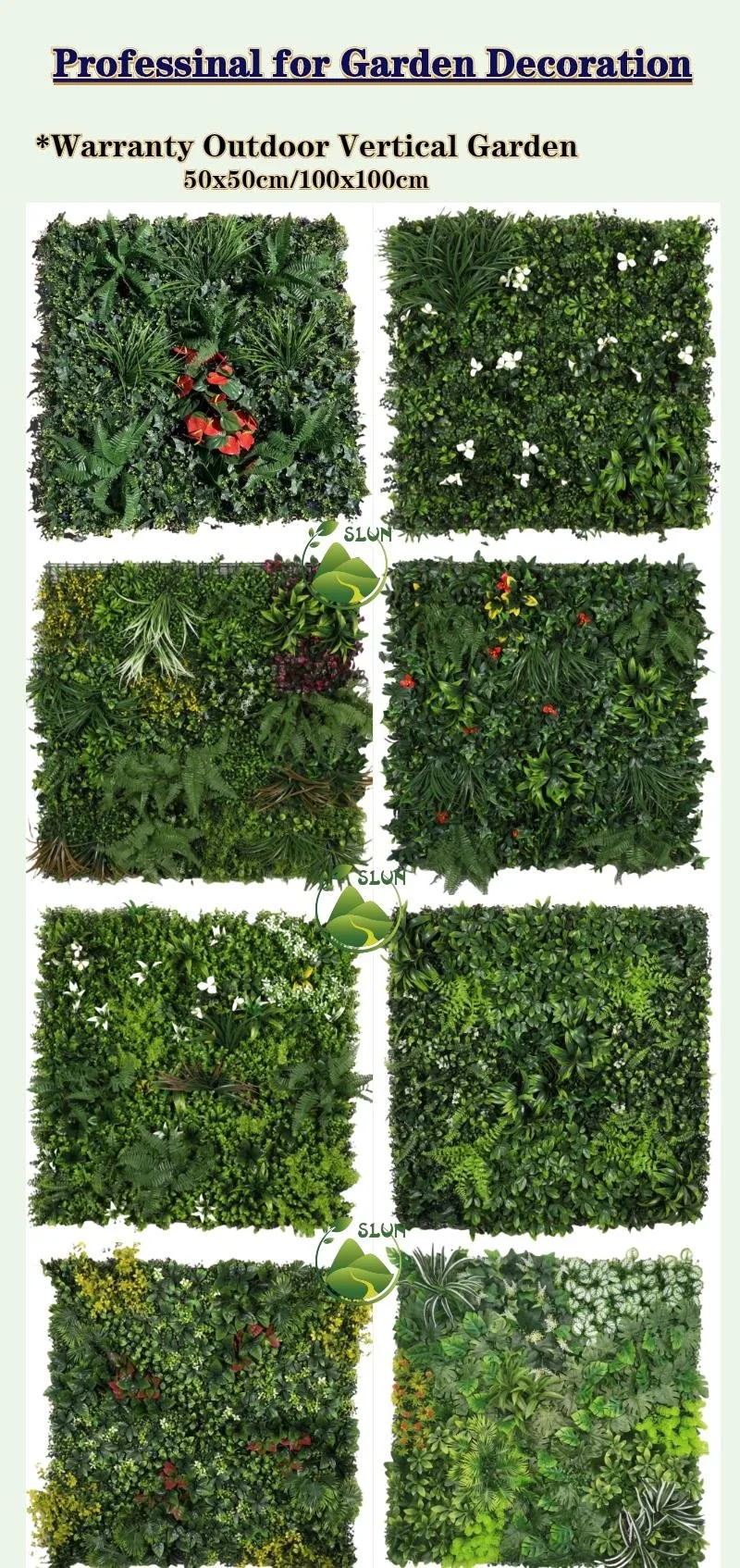 Wholesale Outdoor Indoor Garden Decor Hanging Green Artificial Grass for Wall Plant Panels