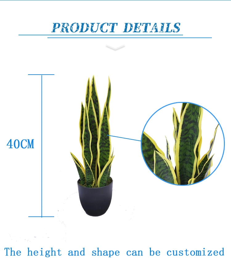 Fashion Snake Tree Sansevieria Trifasciata Prain Green and Yellow Artificial Plant Bonsai